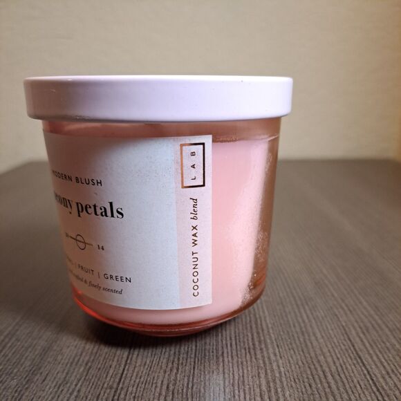 LAB Candle Peony Petals Scented Coconut Wax Pink Jar Floral Hand Crafted - Picture 2 of 8